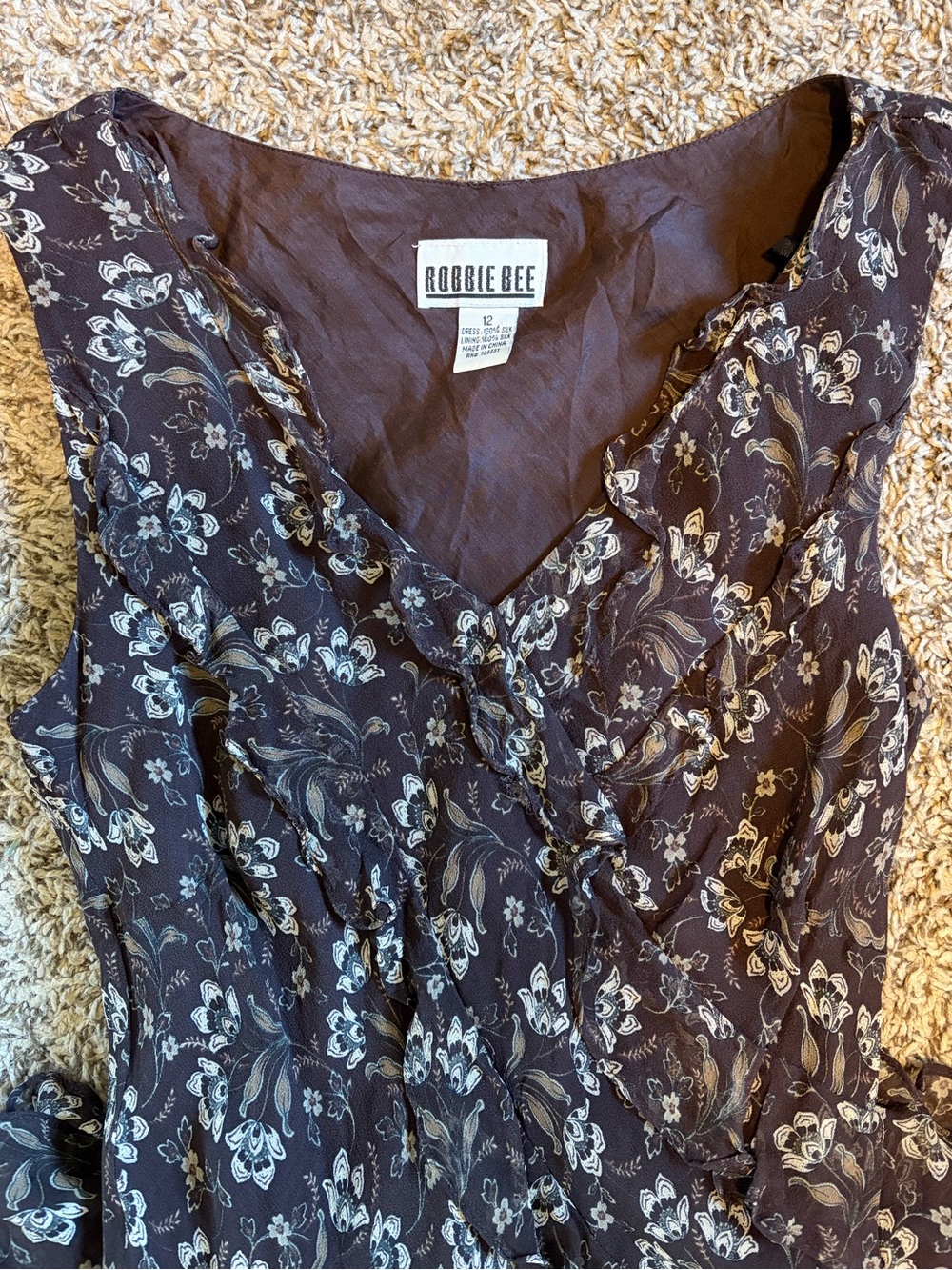 100% Silk Robbie Bee Floral Maxi Dress